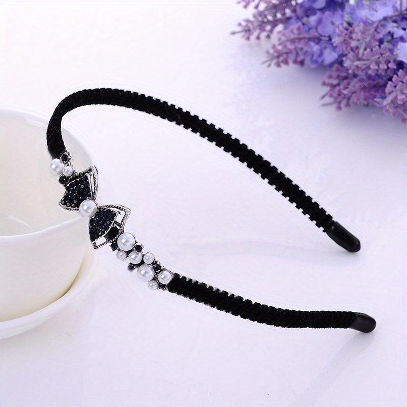 Boho Velvet Crystal Vintage Headband Rhinestone Bow Hair Accessories