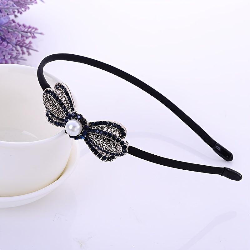 Boho Velvet Crystal Vintage Headband Rhinestone Bow Hair Accessories