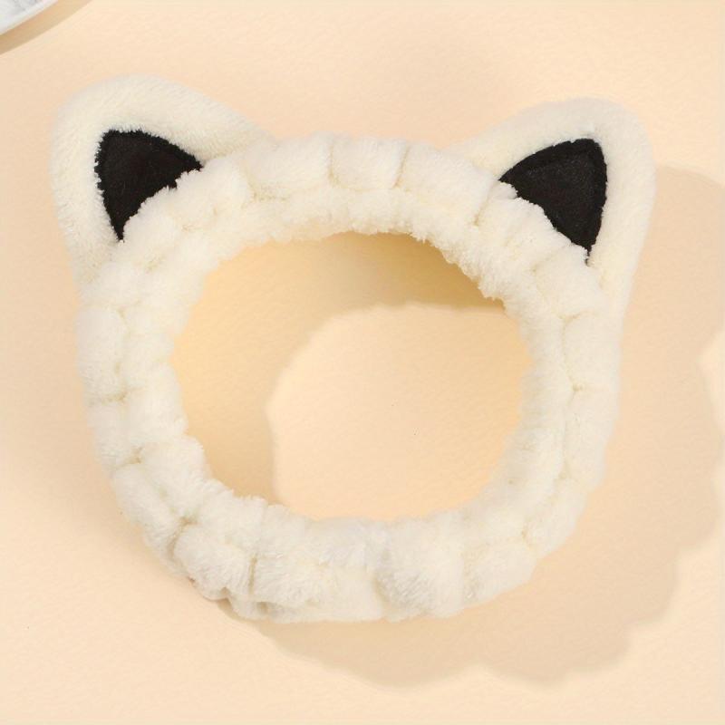 Cat Ear Face Wash Headband Coral Fleece Hairband