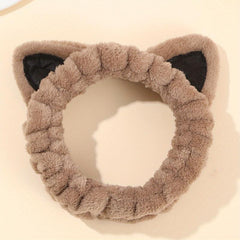Cat Ear Face Wash Headband Coral Fleece Hairband