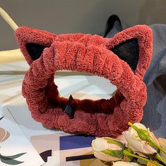 Cat Ear Face Wash Headband Coral Fleece Hairband