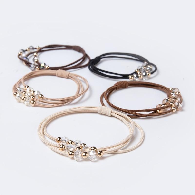 2pcs Bracelet Hair Ties Decorative Ponytail Holders Elastic Hair Bands