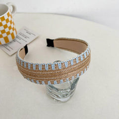 Bohemian Style Wide Brim Hairband Top Knot Linen Accessory