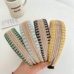 Bohemian Style Wide Brim Hairband Top Knot Linen Accessory