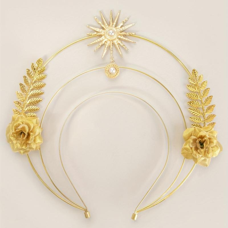 Golden Flower Headband Women's Crown For Party Birthday Cos Play