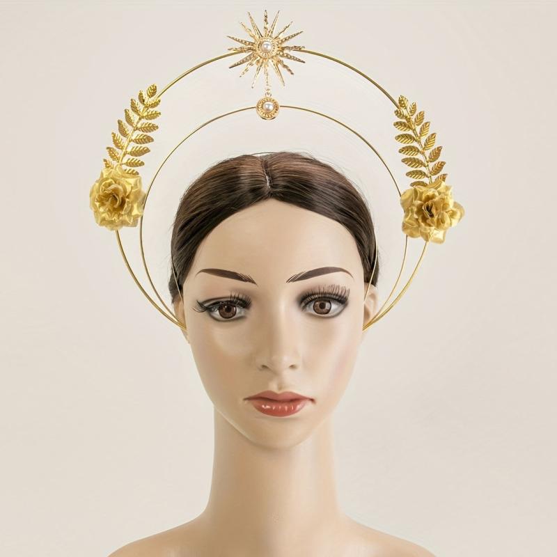 Golden Flower Headband Women's Crown For Party Birthday Cos Play