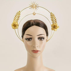 Golden Flower Headband Women's Crown For Party Birthday Cos Play