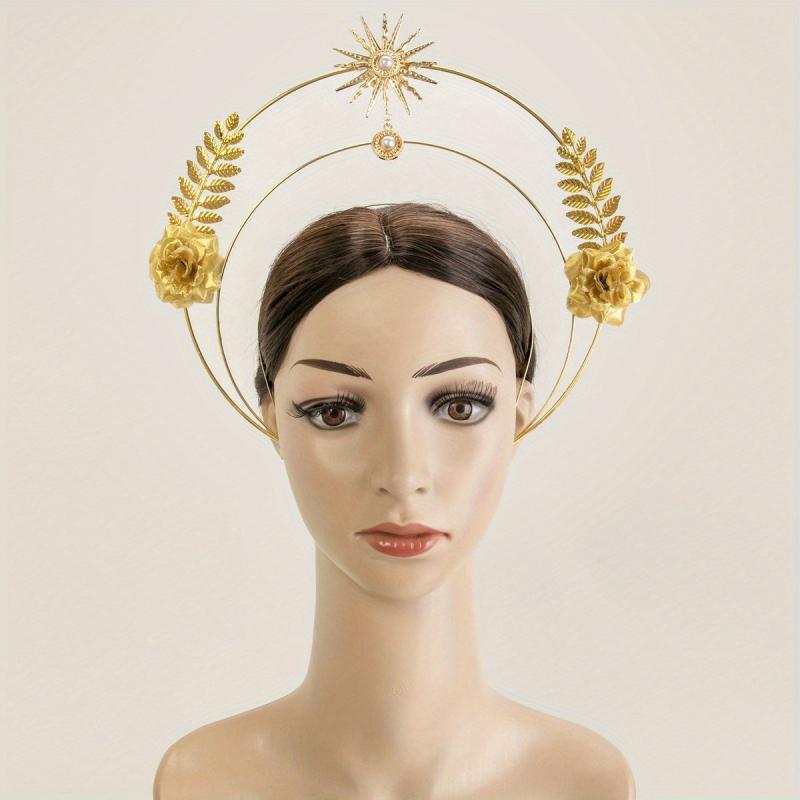 Golden Flower Headband Women's Crown For Party Birthday Cos Play