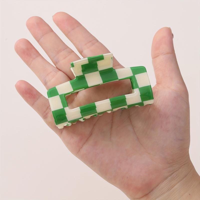 Green Hair Clip Barrettes Rectangular Claw Clips For Women