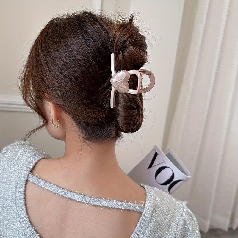 Heart Decor Hair Clip Resin Hair Claw Ponytail Holder for Women Girls