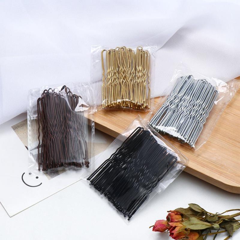 50 Pcs U Shaped Hairpins Metal Barrettes Bridal Hairstyle Tools