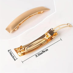 Glossy Metal Barrette Rectangle French Barrette For Hairstyle Women Girls