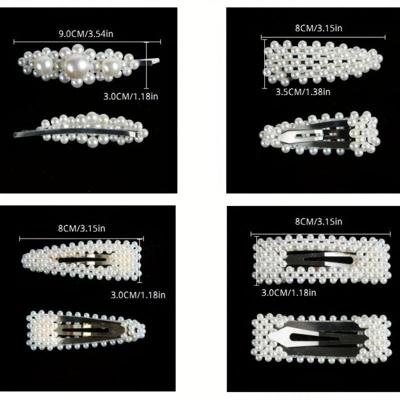 Faux Pearl Beaded Hair Clip Snap Clip Bobby Pin Hair Styling Accessory