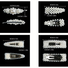 Faux Pearl Beaded Hair Clip Snap Clip Bobby Pin Hair Styling Accessory