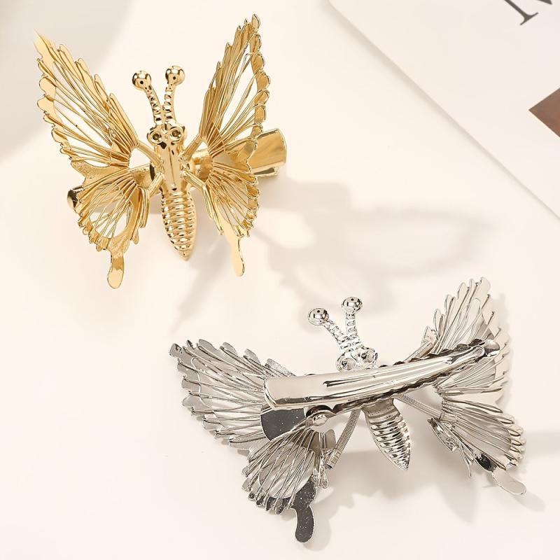 Golden Butterfly Hair Clips 3D Hair Barrettes Clamps Pins Claw Clips