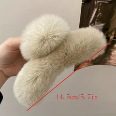 Faux Fur Furry Plush Claw Clip Strong Grip Hair Jaw Clip Thick Hair Accessory