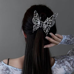 Silvery Metal Butterfly Hair Claw Clip for Women and Girls