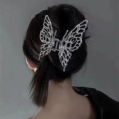 Silvery Metal Butterfly Hair Claw Clip for Women and Girls