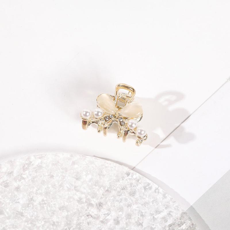 Rhinestone Bowknot Hair Claw Clip Golden Grip Hair Jaw Clip