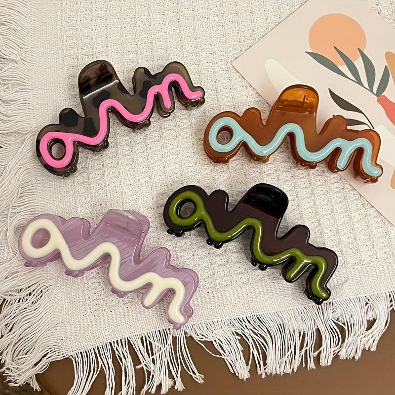 Colorful Wavy Hair Claw Nonslip Ponytail Holder Hair Claw Women Girls Hair Acces