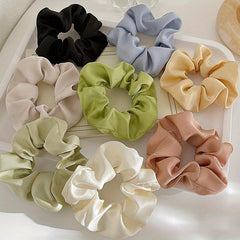 8pcs Large Satin Scrunchie Hair Tie Silky Hair Rope Female Hair Accessories