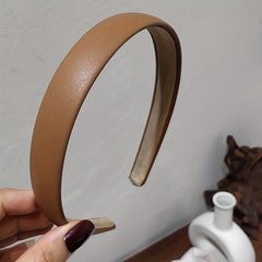 Minimalist Leather Hair Hoop Wide Elastic Anti Slip Hair Band