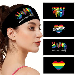 Pride Month Rainbow Headband Hairband Sports Fitness Elastic Hairband