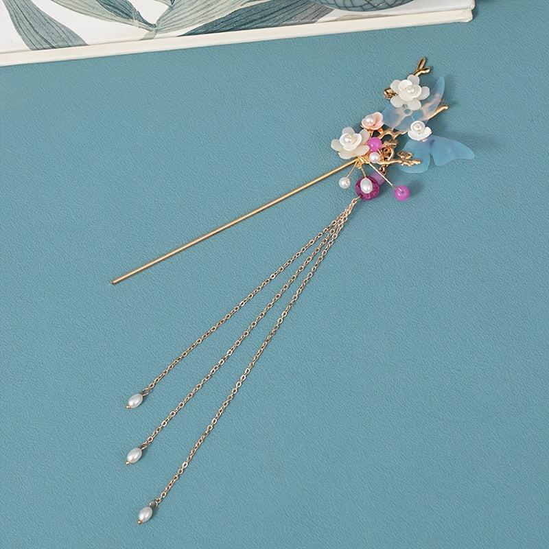 Vintage Flower Hair Comb Faux Pearl Hair Pin