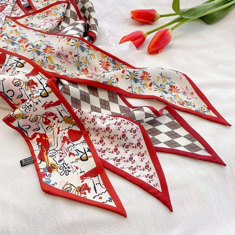 Floral Pattern Silky Headband Hair Scarf Hair Tie Hair Accessories