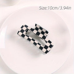 Checkered Hair Claw Clips Vintage Lattice Print Barrettes Strong Hold Clamp