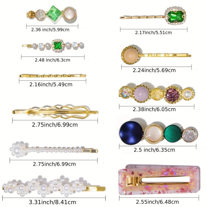 Marble Print Hair Clip Set - Resin Side Clip & Faux Pearl Card Barrette