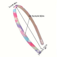 Y2K Colorful Print Headband Skinny Headdress for Girls Women