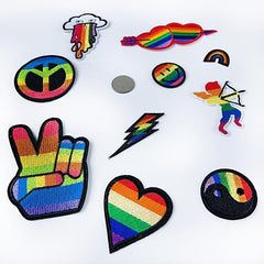 10pcs LGBT Rainbow Patch Embroidery Fabric Stickers Gay Lesbian Bisexual Transge