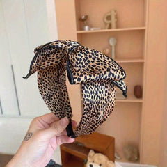 Leopard Print Headband Retro Bowknot Hair Hoop Non-slip Hair Accessories