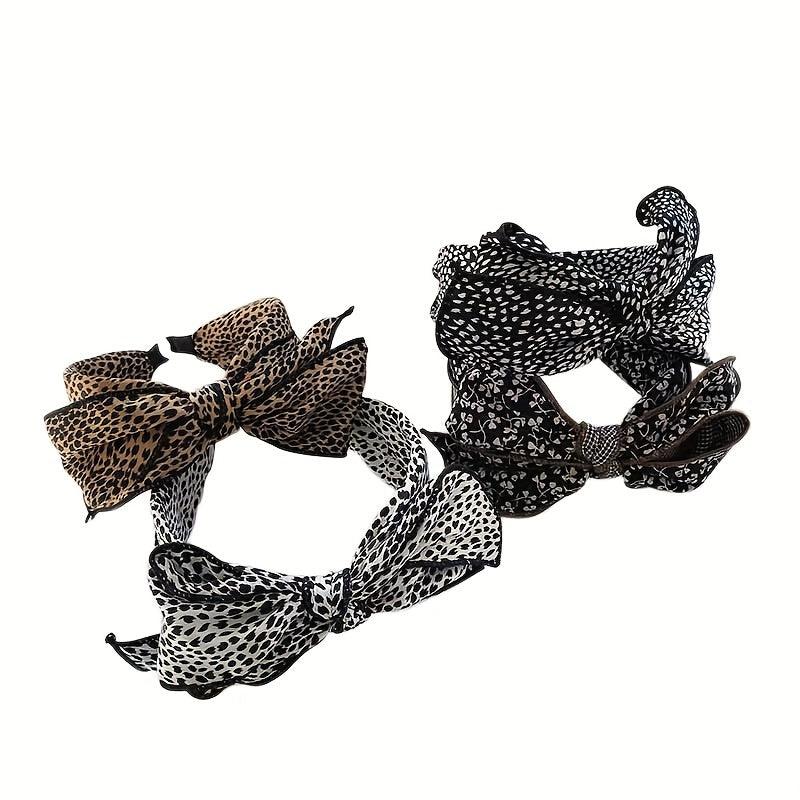 Leopard Print Headband Retro Bowknot Hair Hoop Non-slip Hair Accessories