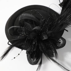 Women Faux Feather Head Piece Wedding Hat Derbyhat