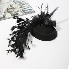 Women Faux Feather Head Piece Wedding Hat Derbyhat