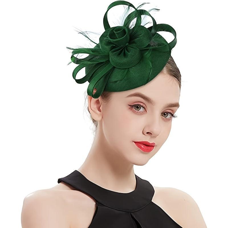 Sinamay Fascinator Faux Feather Head Piece for Tea Party Cocktail Party