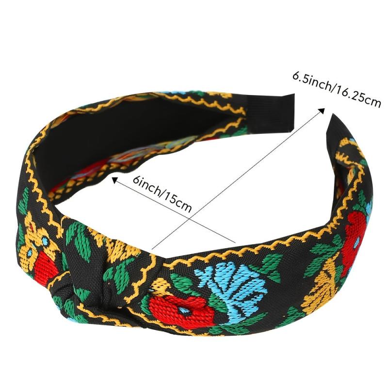 Embroidery Knotted Flower Hairband Boho Headband for Women Girls