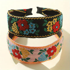 Embroidery Knotted Flower Hairband Boho Headband for Women Girls