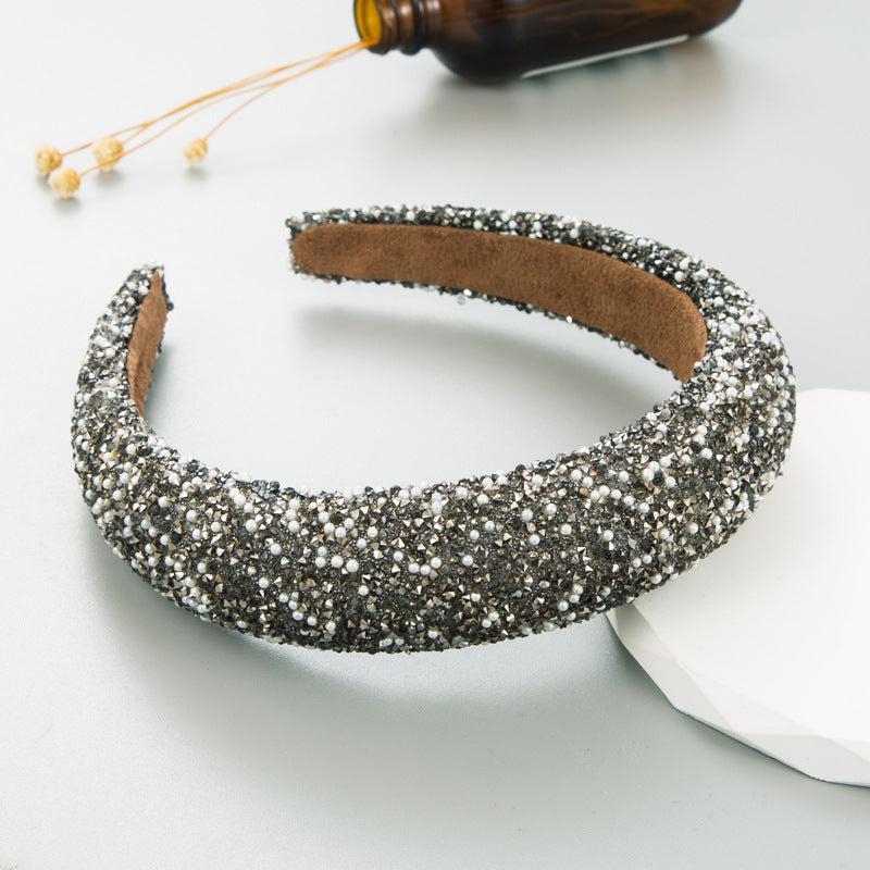 Rhinestone Faux Pearl Headband Sponge Padded Headdress