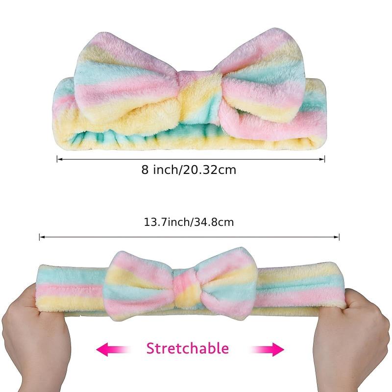6pcs Spa Headband Bow Hair Band Women Soft Coral Fleece Bowknot Head Wraps
