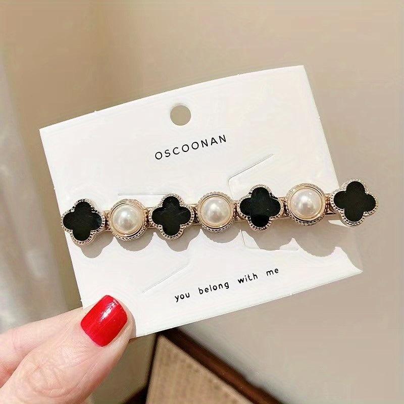 Faux Pearl Flower Hair Clip Duck Bill Clip