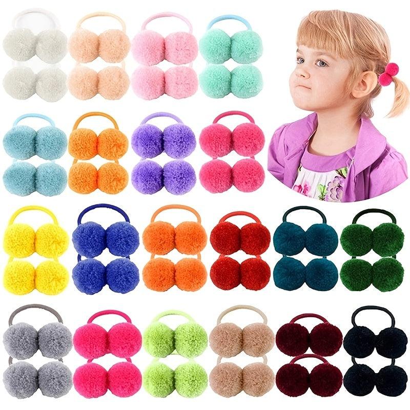 40pcs Baby Girls Pom Pom Hair Ties Elastic Hair Ponytail Holders for Toddlers
