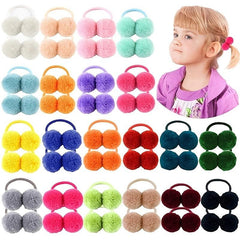 40pcs Baby Girls Pom Pom Hair Ties Elastic Hair Ponytail Holders for Toddlers