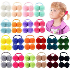 40pcs Baby Girls Pom Pom Hair Ties Elastic Hair Ponytail Holders for Toddlers