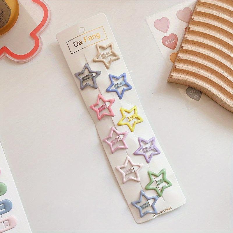 Hollow Star Hair Clip Metal Snap Candy Clip for Women Girls Hair Accessories