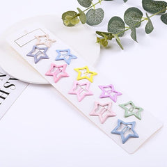 Hollow Star Hair Clip Metal Snap Candy Clip for Women Girls Hair Accessories