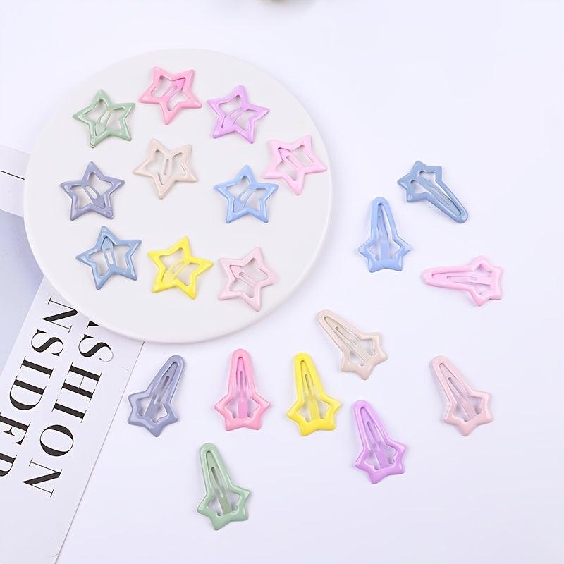 Hollow Star Hair Clip Metal Snap Candy Clip for Women Girls Hair Accessories