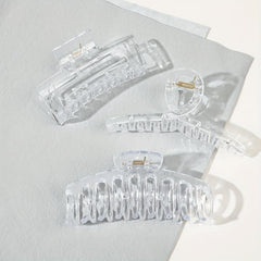 3pcs Transparent Cross Square Hair Claw Hair Clip for Women